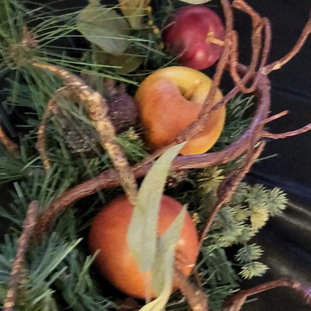 Festive Holiday Garland with Red Apples and Greenery